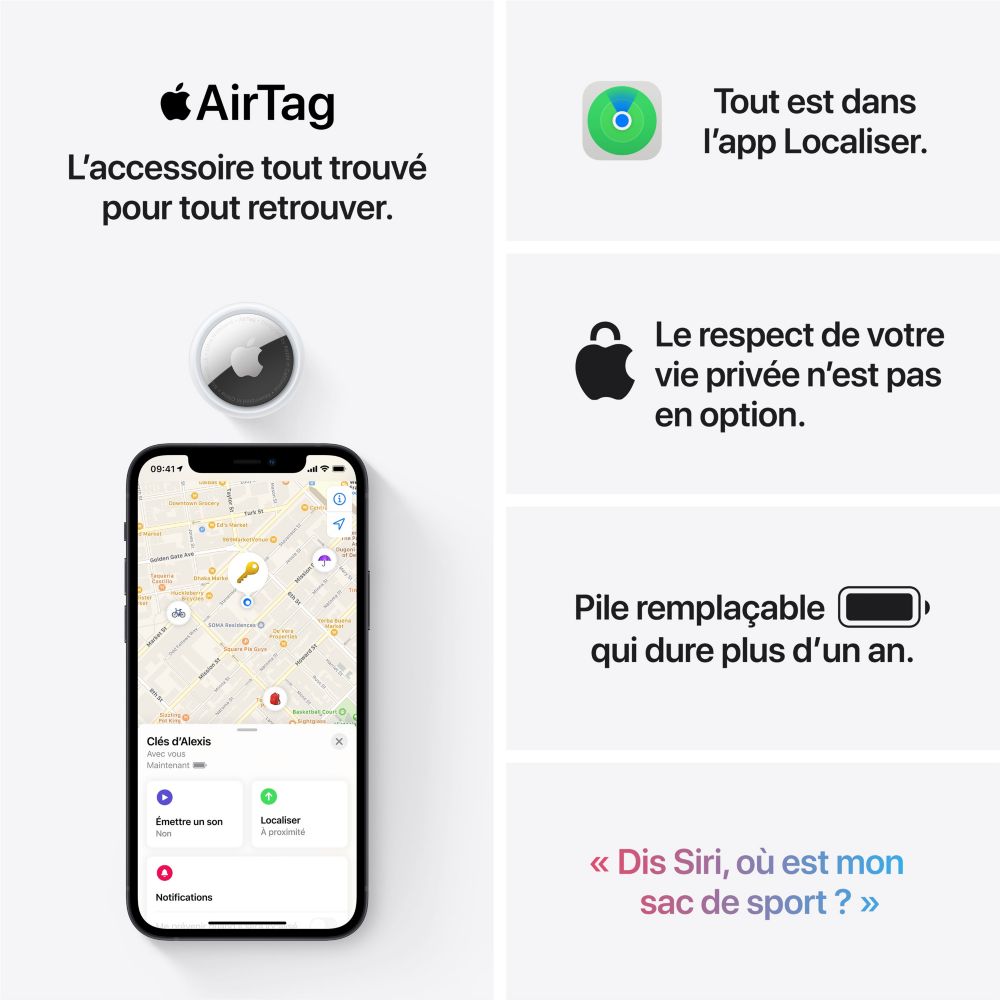 Tracker bluetooth AirTag Pack de 1