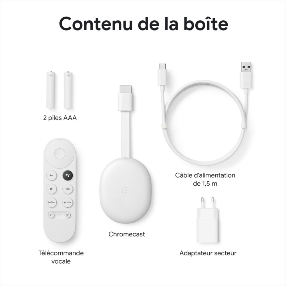 Passerelle multimédia Google Chromecast HD avec Google TV - Maitighar