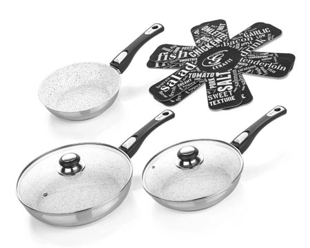 Blanc glacier poeles x3 - Batterie de cuisine - Maitighar
