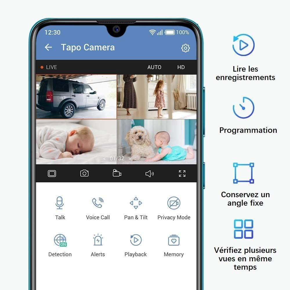 Caméra Surveillance Intérieure WiFi Tapo-Compatible avec Alexa et Google Assistant - Maitighar