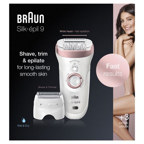 Epilateur électrique Braun Silk-épil 9-720 Blanc et Rose - Maitighar