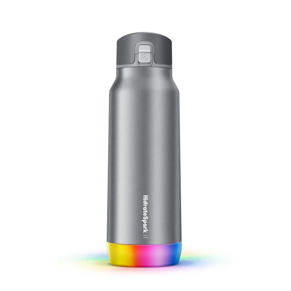 Gourde connectée HidrateSpark PRO STEEL (945 ml) + bouchon supplémentaire avec paille