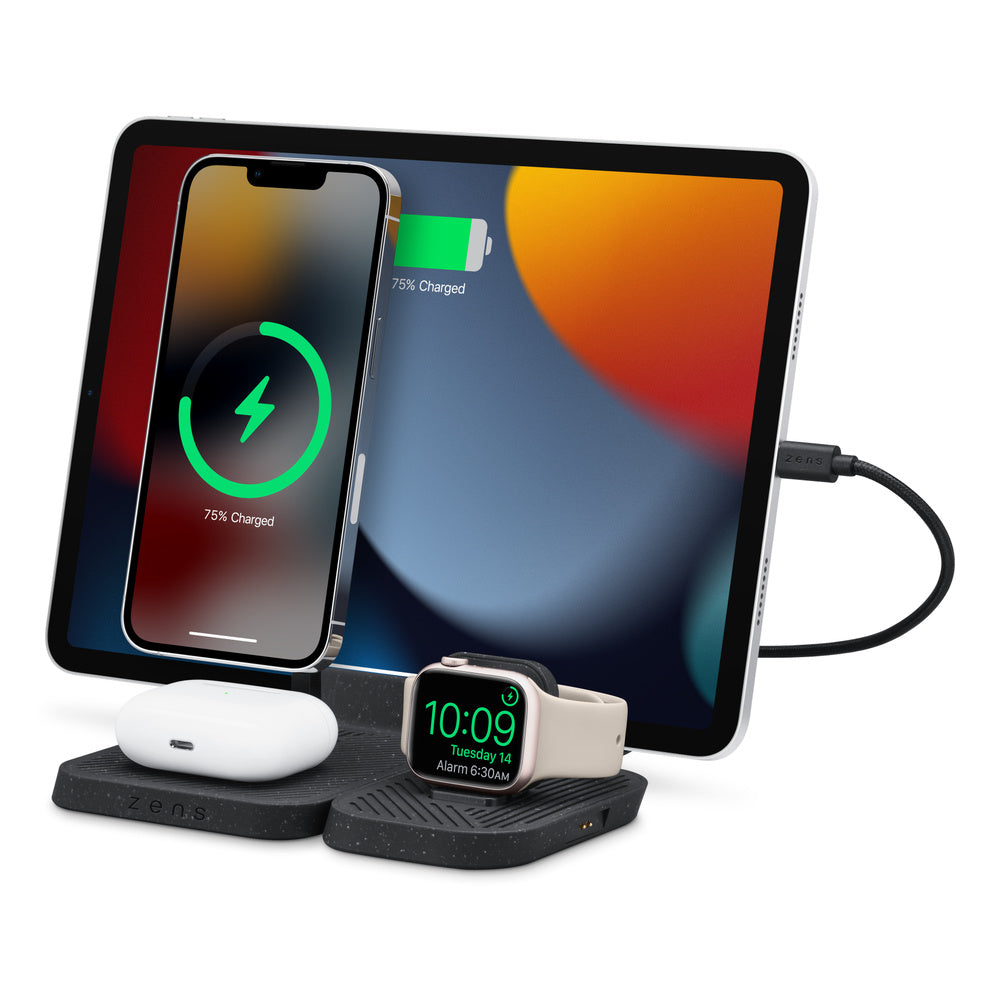 Chargeur sans fil modulaire 4-en-1 de Zens avec support de charge pour iPad