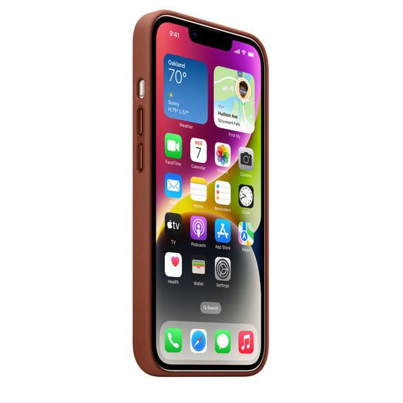 Coque en cuir avec MagSafe pour iPhone 14