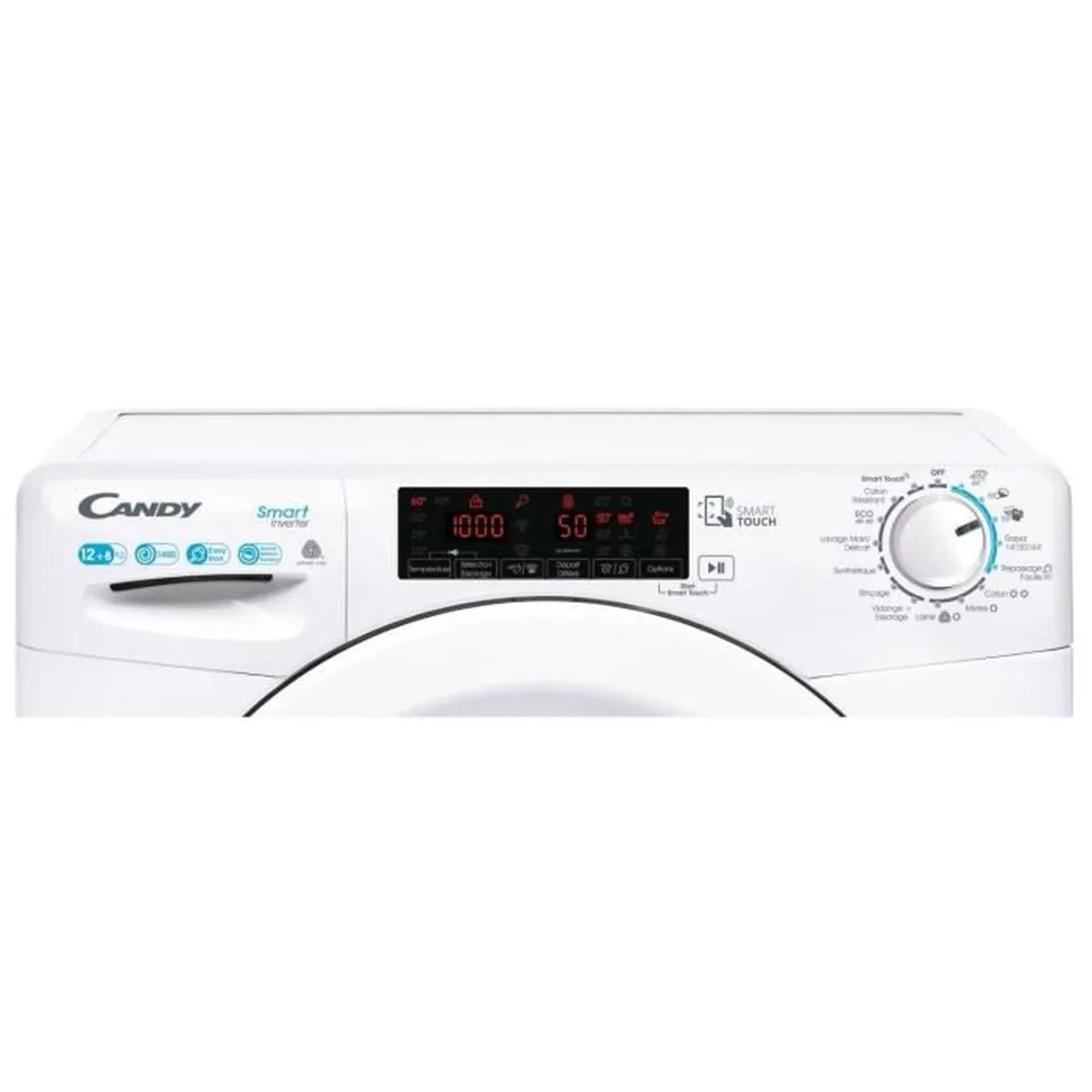 Lave-linge séchant CANDY CSWS4128TWME - 12 / 8 kg - Induction - 1400 trs/min - Vapeur - Connecté - Classe A - Blanc - Maitighar